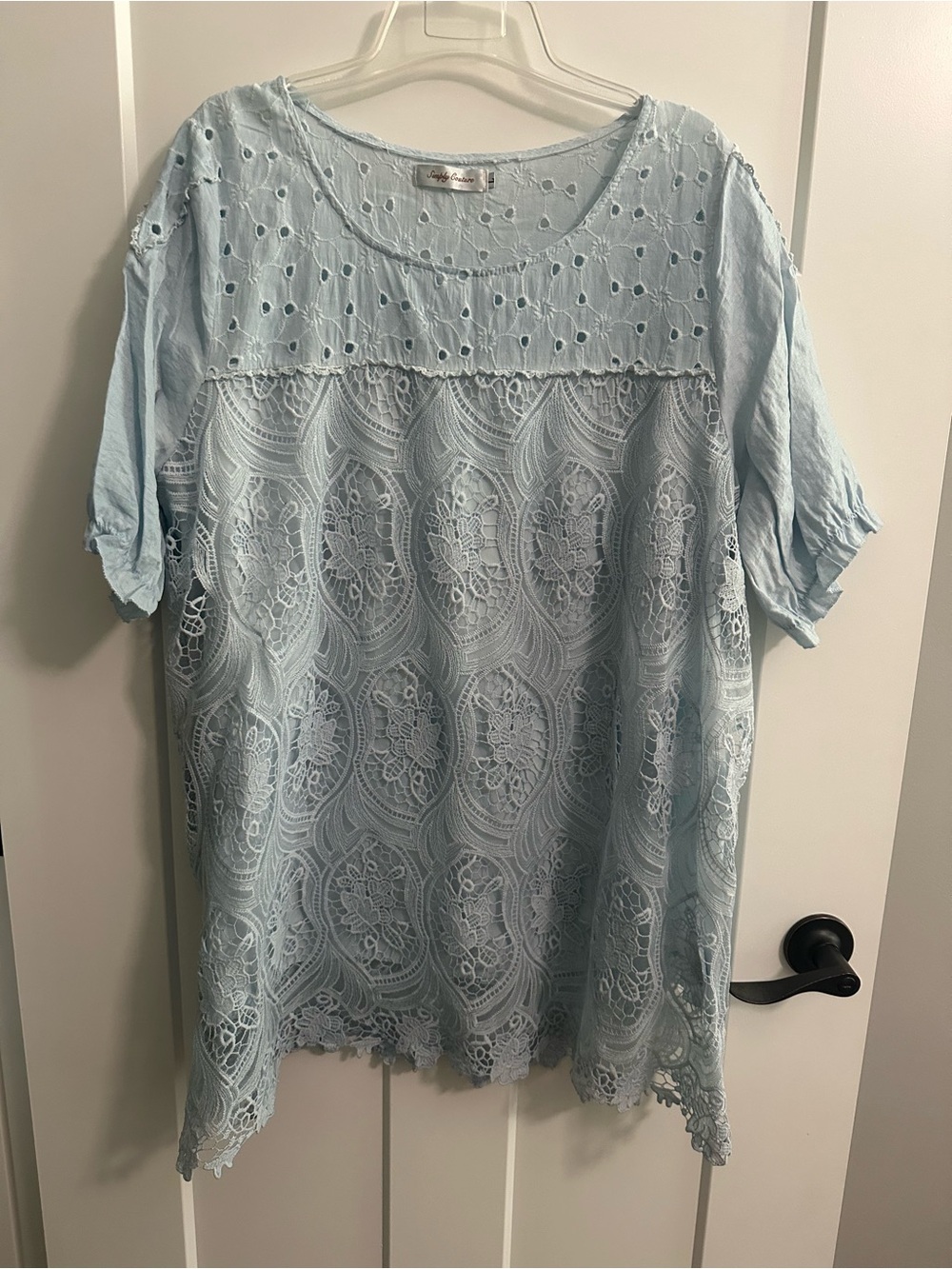 Simply Couture Sky Blue Lace Panel Tunic